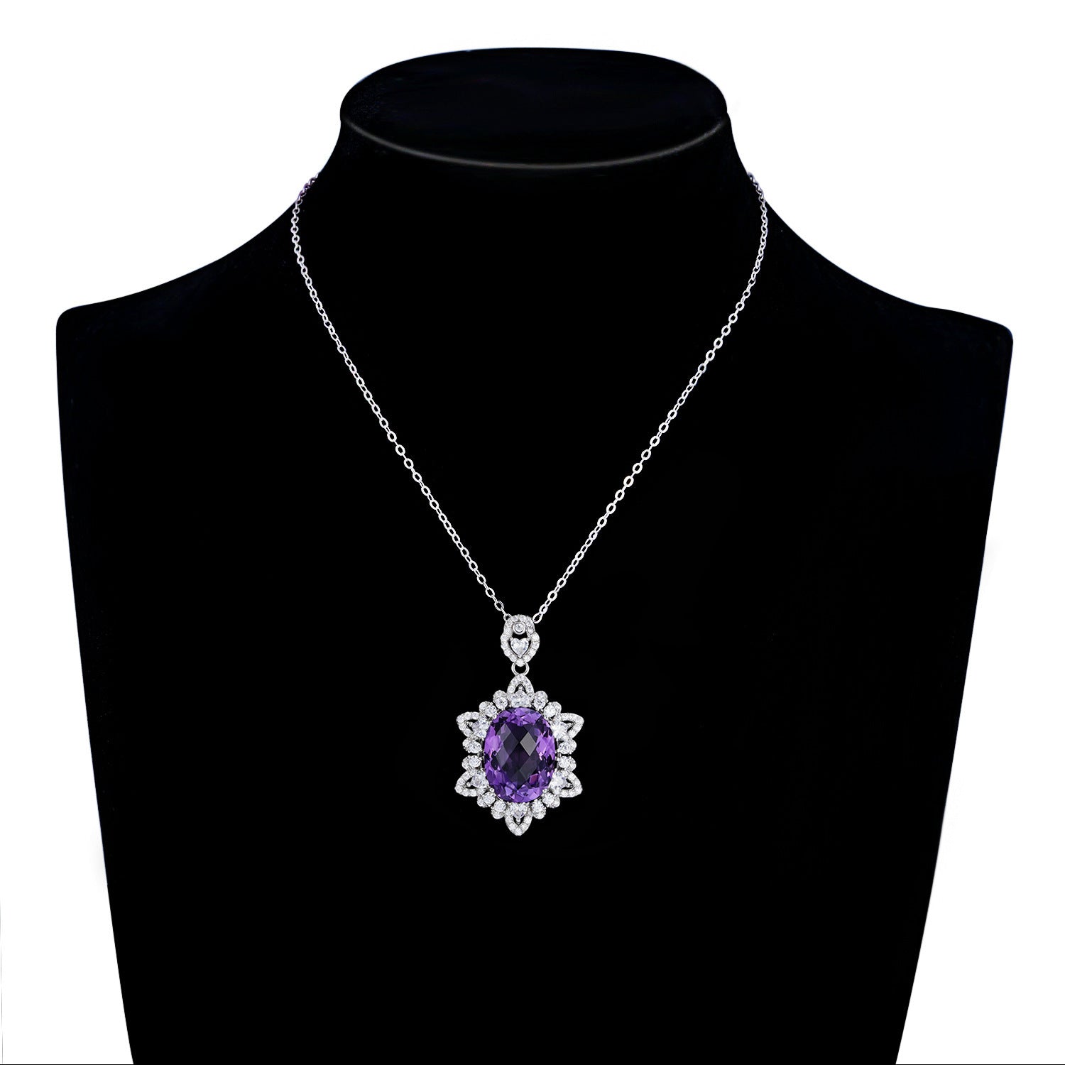 Natural Amethyst Necklace Women's 925 Silver - Maria B.