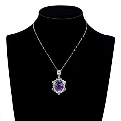 Natural Amethyst Necklace Women's 925 Silver - Maria B.