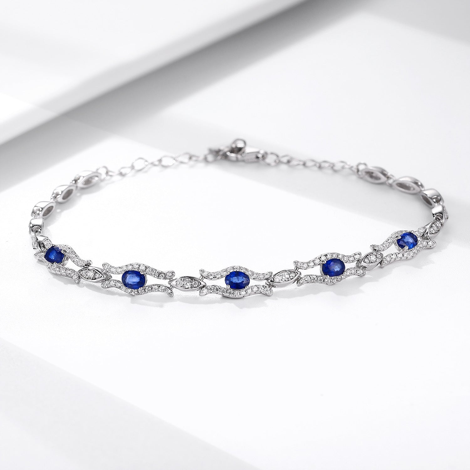Naturel Saphir Bracelet Femmes de S925 Argent Set Gem Bijoux Prime D'origine Conception Bijoux - Maria B.