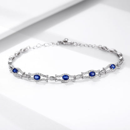 Naturel Saphir Bracelet Femmes de S925 Argent Set Gem Bijoux Prime D'origine Conception Bijoux - Maria B.