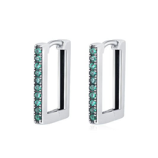S925 Sterling Argent Géométrique Carré Diamant Thai Argent Boucles D'oreilles - Maria B.