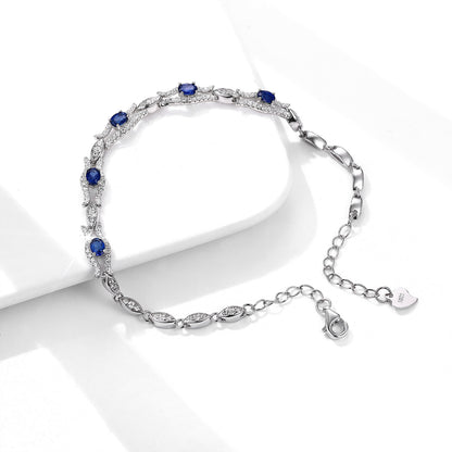 Naturel Saphir Bracelet Femmes de S925 Argent Set Gem Bijoux Prime D'origine Conception Bijoux - Maria B.