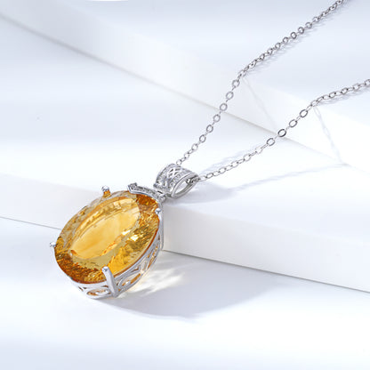 Élégant Naturel Topaze Pendentif De Luxe 925 Femmes Collier En Argent Collier Chaîne Jour de Valentine Cadeau Pour Petite Amie - Maria B.