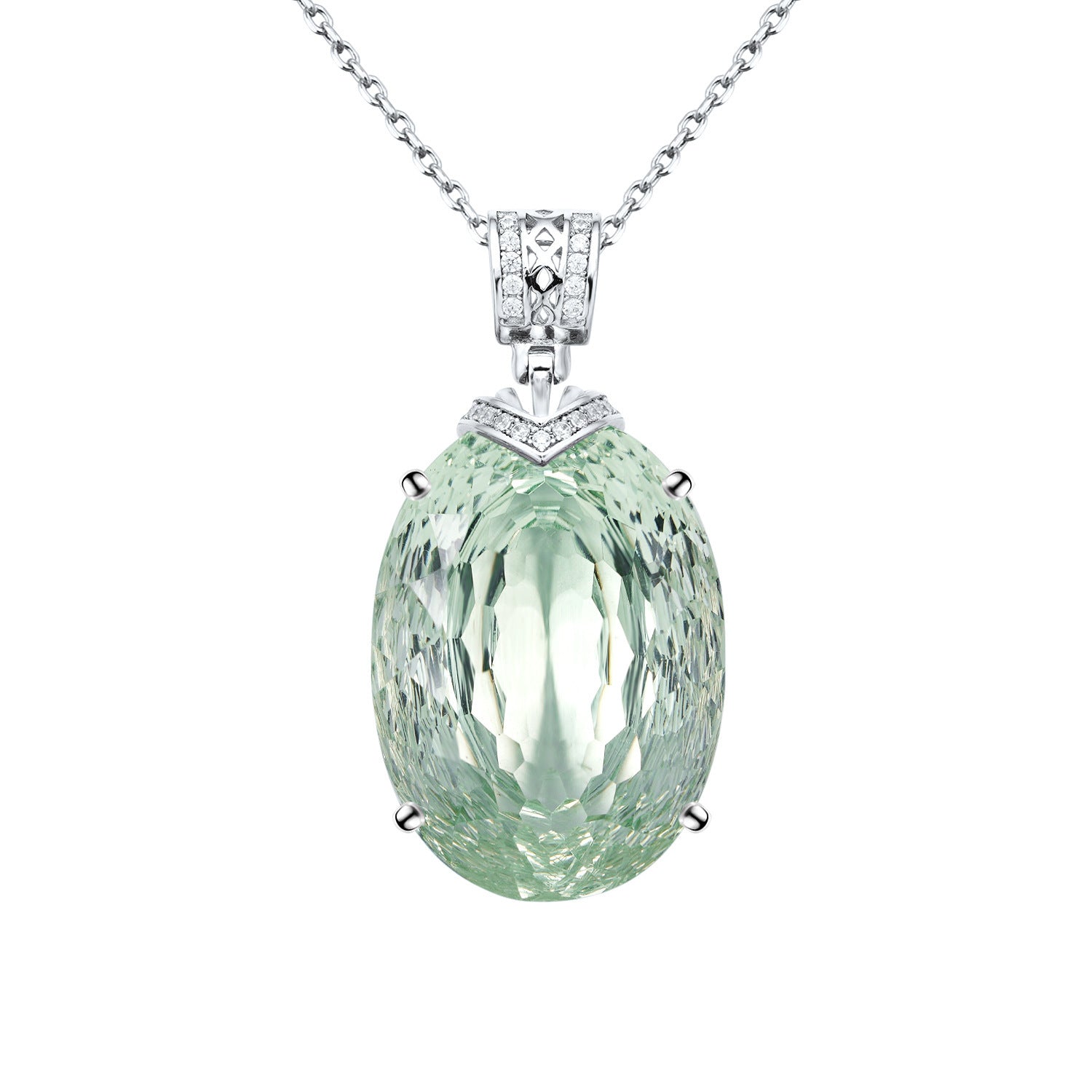 Joyau Naturel cristal vert Collier Pendentif, Avancée S925 Sterling Argent - Maria B.