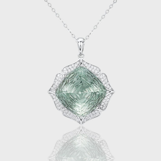 Collier Maria - Améthyste , Cristal , Zircons , Argent Sterling 925