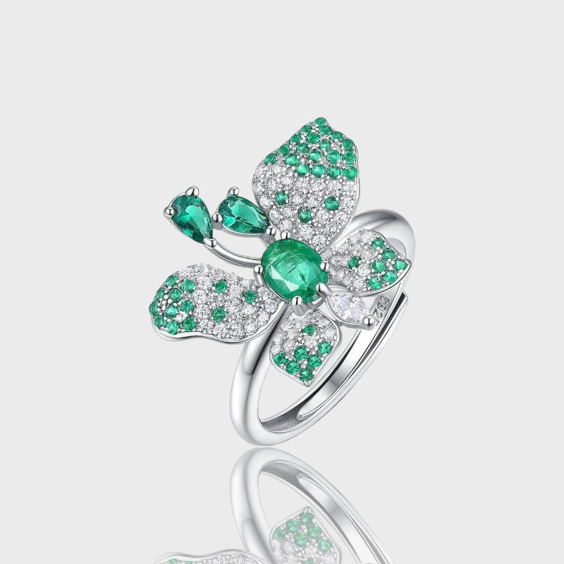 Bague Papillon - Émeraude et Argent Sterling 925