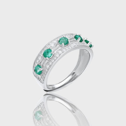 Bague Zaya - Émeraude, Argent S925 Plaqué Platinum