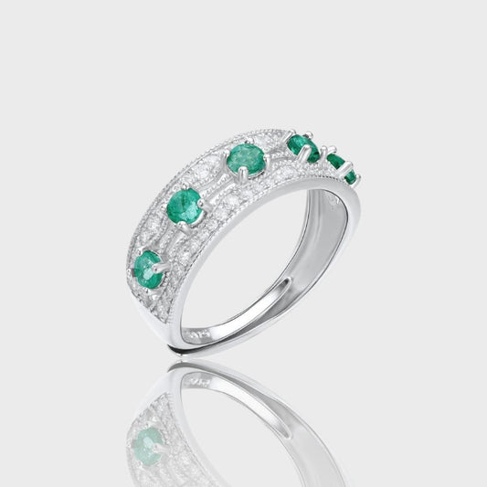 Bague Zaya - Émeraude, Argent S925 Plaqué Platinum