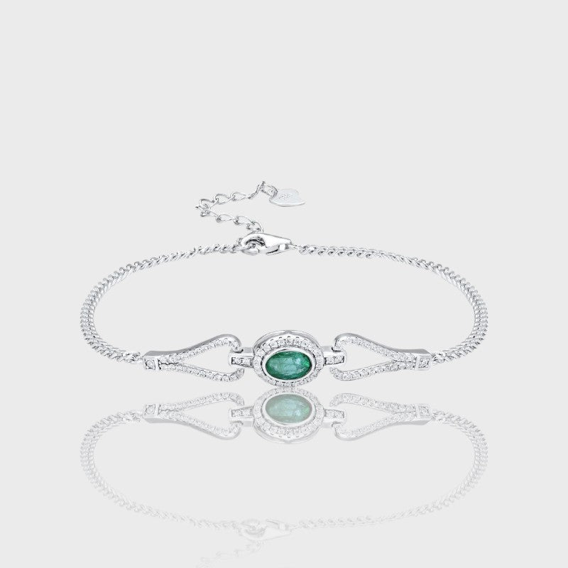 Bracelet Zaya - Émeraude, Zircons et Argent S925
