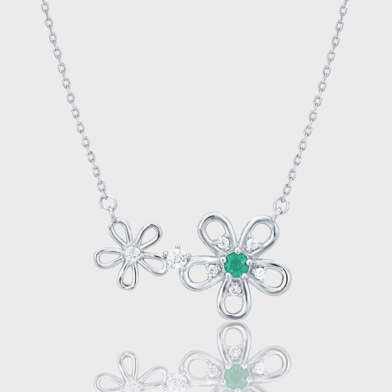 Collier Flora - Émeraude Zircons et Argent Sterling 925