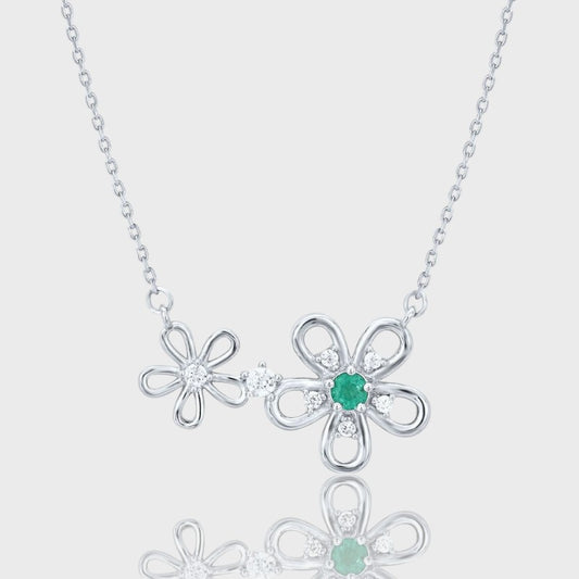 Collier Flora - Émeraude Zircons et Argent Sterling 925