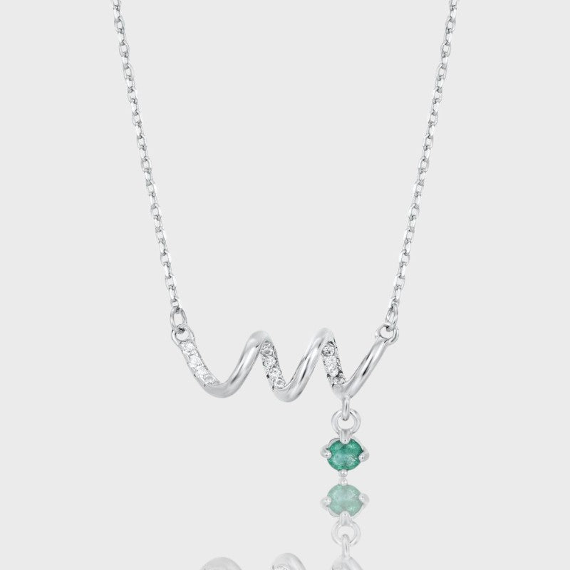 Collier Lola -  Émeraude, Zircons et Argent S925