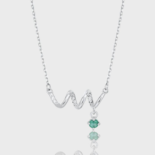 Collier Lola -  Émeraude, Zircons et Argent S925