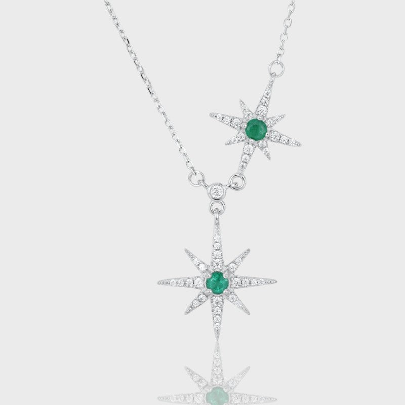 Collier Étoiles - Émeraude Argent Sterling 925