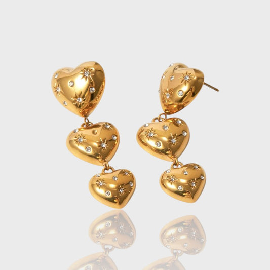 Boucles d'oreilles LOVE - Acier inoxydable plaqué Or 18K