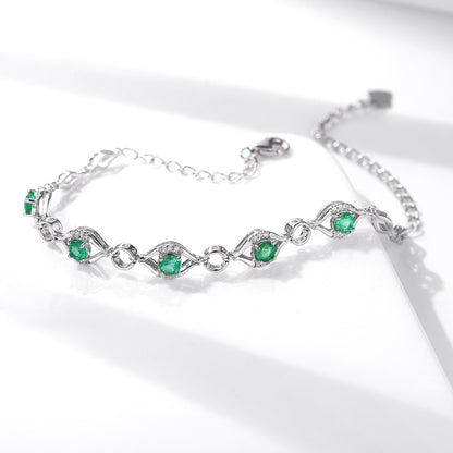 Naturel Émeraude Bracelet Femelle S925 Argent Set Gem Bijoux - Maria B.