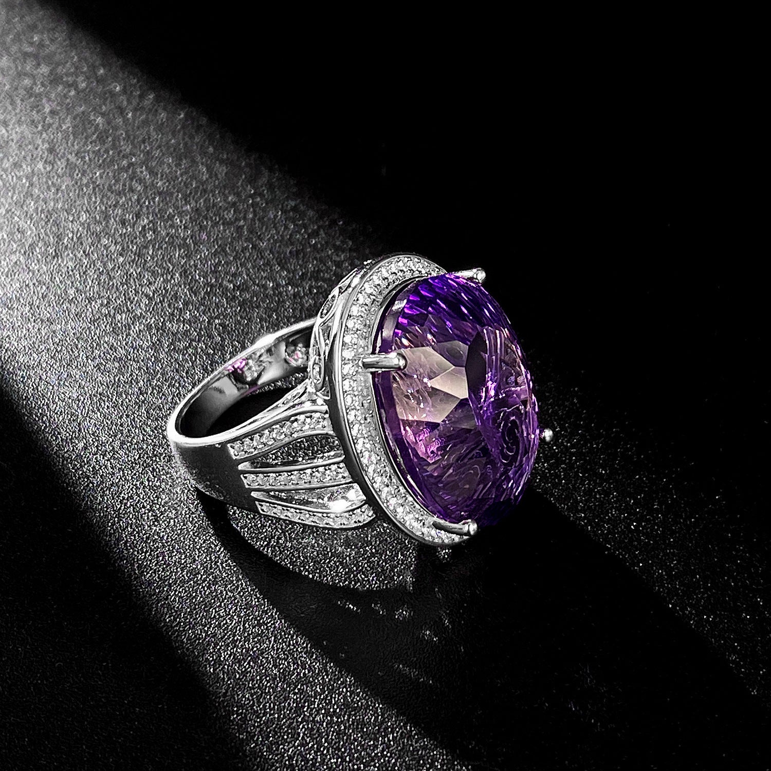 Bague Amy - Argent Sterling 925 Améthyste 20ct et Cristal - Maria B.