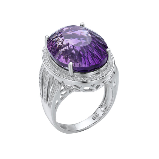 Bague Amy - Argent Sterling 925 Améthyste 20ct et Cristal - Maria B.