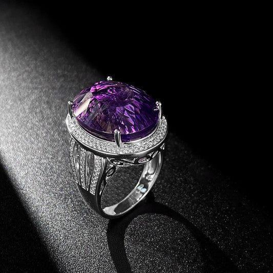 Bague Amy - Argent Sterling 925 Améthyste 20ct et Cristal - Maria B.