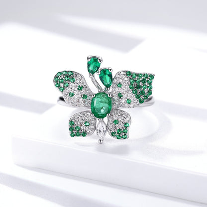 Bague Butterfly - Émeraude et Argent Sterling 925 - Maria B.