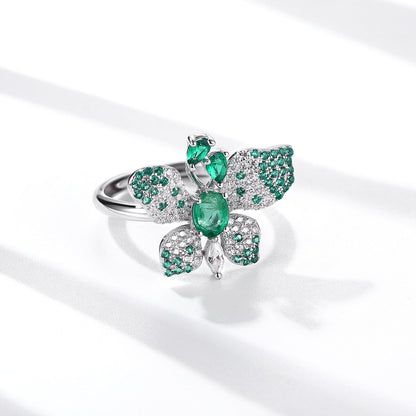 Bague Butterfly - Émeraude et Argent Sterling 925 - Maria B.