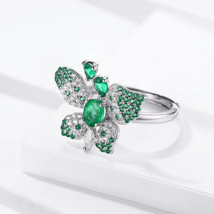 Bague Butterfly - Émeraude et Argent Sterling 925 - Maria B.