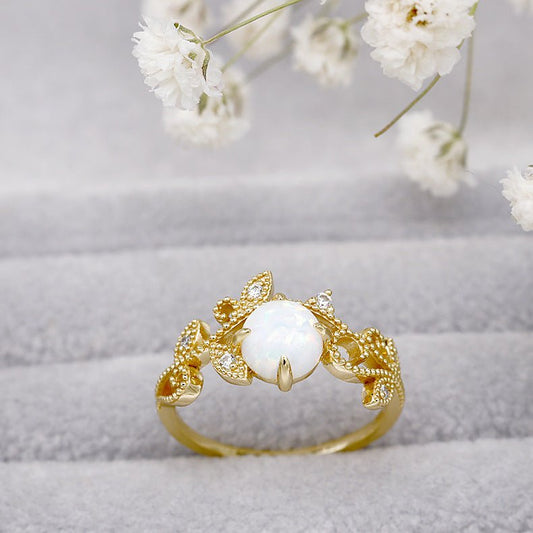 Bague Lou - Argent Sterling 925 Plaqué Or et Opale - Maria B.