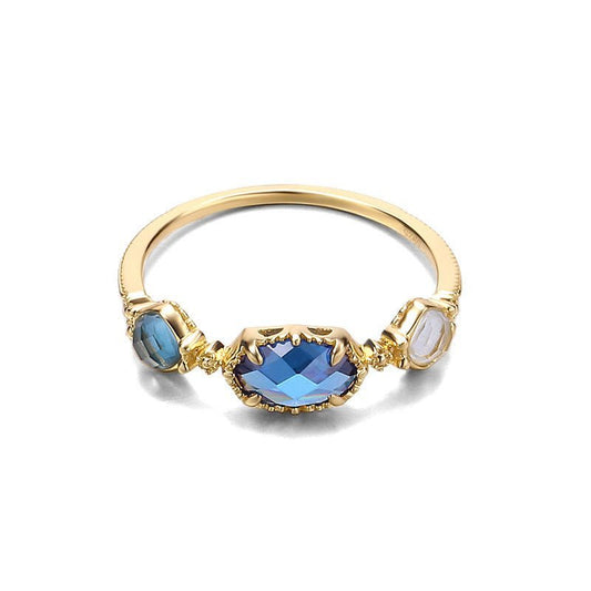Bague Lucy - Argent Sterling, Topaze naturelle et Zircons - Maria B.