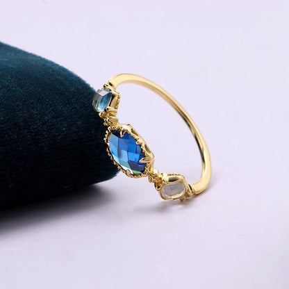 Bague Lucy - Argent Sterling, Topaze naturelle et Zircons - Maria B.