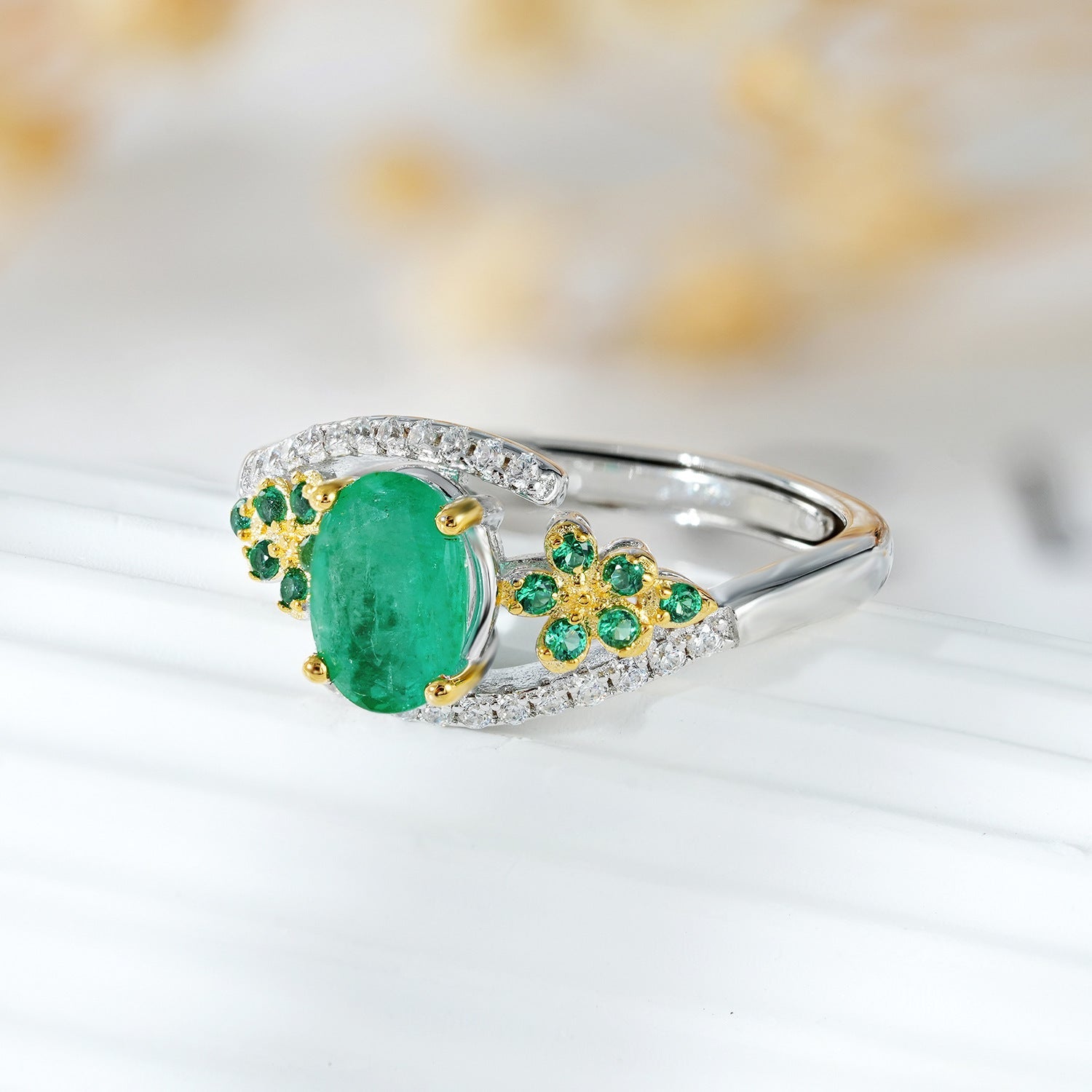 Bague Mya - Émeraude Argent Sterling 925 - Maria B.