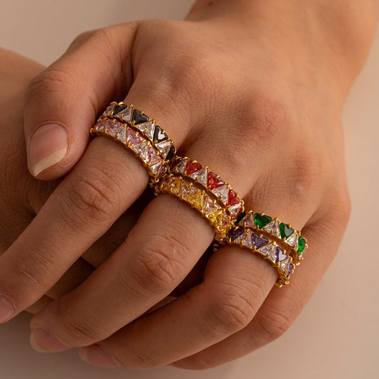 Bague Tricarat - Acier inoxydable plaqué or 18K - Maria B.