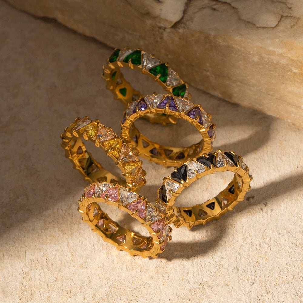 Bague Tricarat - Acier inoxydable plaqué or 18K - Maria B.