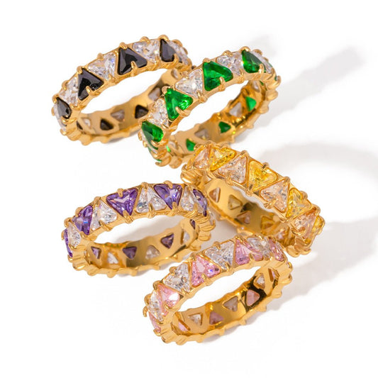 Bague Tricarat - Acier inoxydable plaqué or 18K - Maria B.