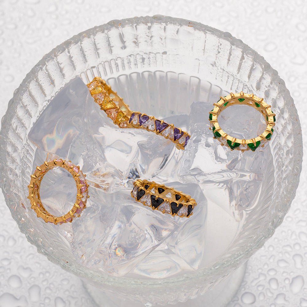 Bague Tricarat - Acier inoxydable plaqué or 18K - Maria B.