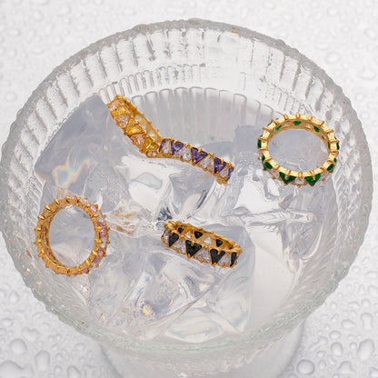 Bague Tricarat - Acier inoxydable plaqué or 18K - Maria B.
