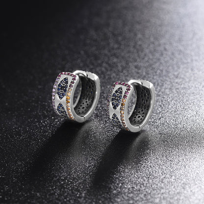 Sterling Silver 925 Ring Women's Luxury Small Group Full Diamond Wide Edition Earrings - Maria B.