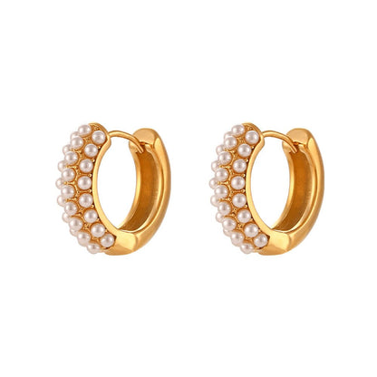 Boucles d'oreilles Cascade de Perles - Acier inoxydable plaqué Or 18K - Maria B.