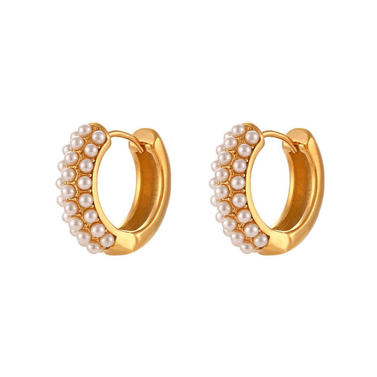 Boucles d'oreilles Cascade de Perles - Acier inoxydable plaqué Or 18K - Maria B.