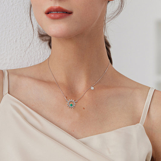 Women's Personality Collar Chain Round Temperament Emerald Necklace - Maria B.