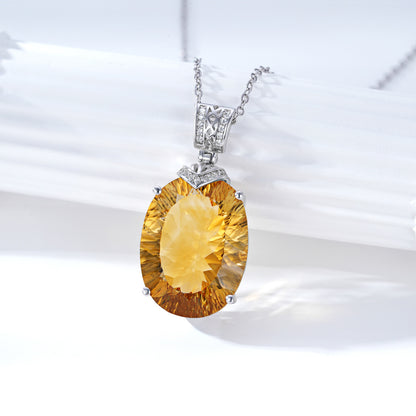 Élégant Naturel Topaze Pendentif De Luxe 925 Femmes Collier En Argent Collier Chaîne Jour de Valentine Cadeau Pour Petite Amie - Maria B.