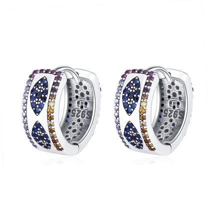 Sterling Silver 925 Ring Women's Luxury Small Group Full Diamond Wide Edition Earrings - Maria B.