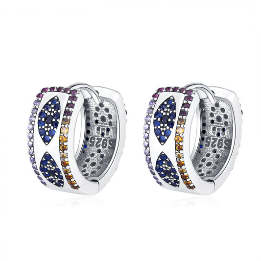 Sterling Silver 925 Ring Women's Luxury Small Group Full Diamond Wide Edition Earrings - Maria B.
