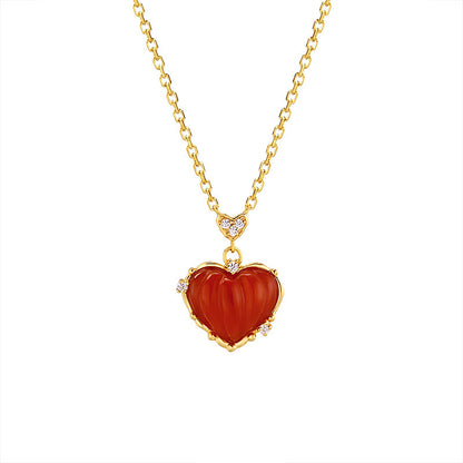 Collier en argent Sterling S925 avec collier en Agate rouge - Maria B.