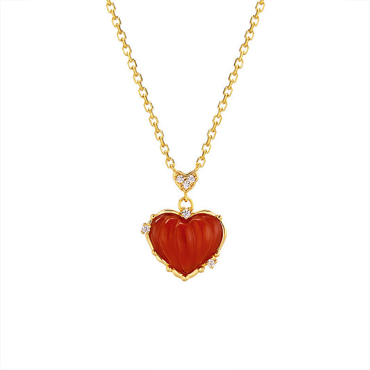 Collier en argent Sterling S925 avec collier en Agate rouge - Maria B.